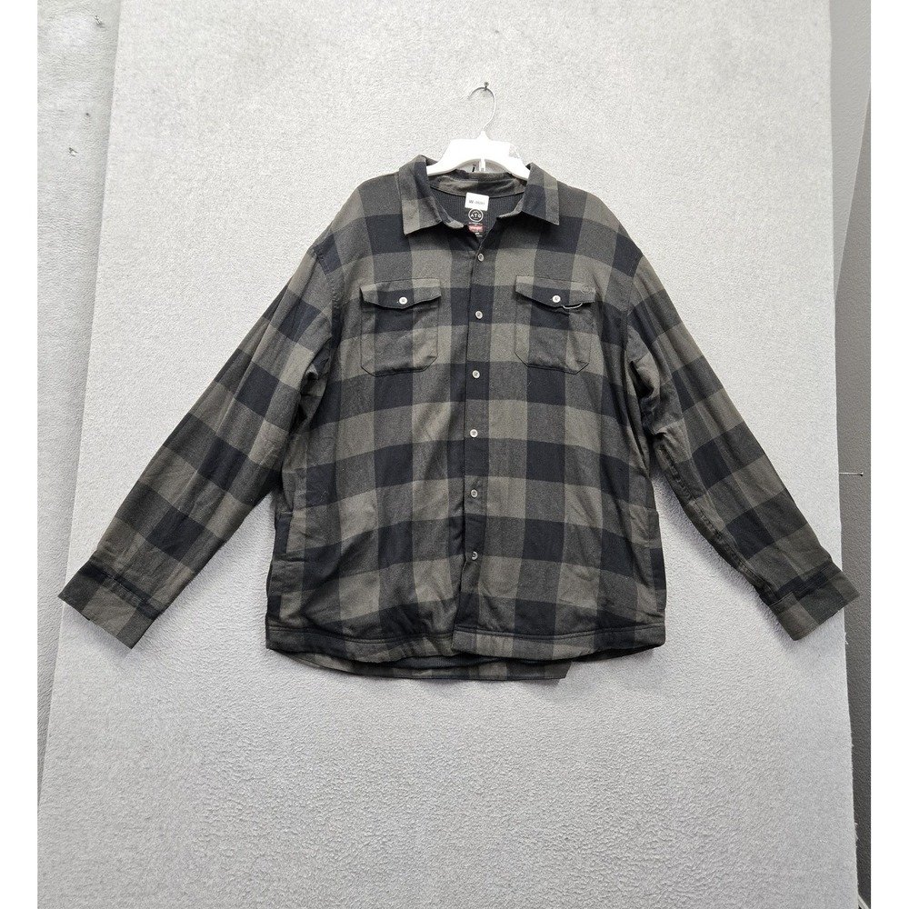Wrangler Men Button Up Shirt XL Black Buffalo Check ATG Waffle Knit Lined Pocket